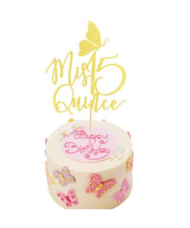 Arthsdite Mis Quince Cake Topper Mis Quince A os Decorations 15th Birthday Decorations with Butterfly Feliz 15 Anos Cheers to 15 Years Birthday Party Supply - Gold Glitter