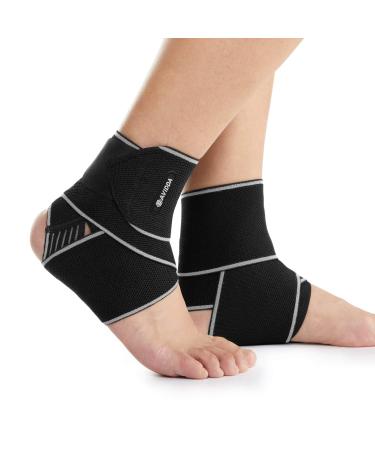 AVIDDA Ankle Support 2 Pack Adjustable Ankle Brace for Sports Elastic Compression Ankle Strap for Sprained Ankle Achilles Tendon Running Grey