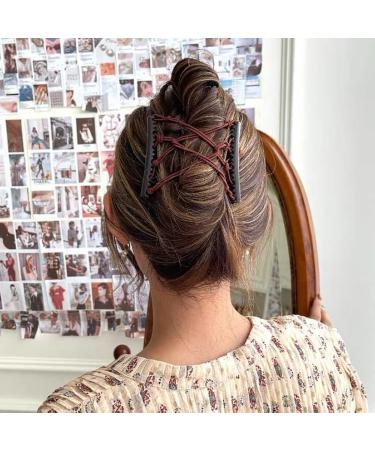 2 Pcs Plastic Double Hair Combs Adjustable Elastic Hair Comb Easy Hair Bun Comb Stretchy Double Comb Hair Clip for Curly Thick Wavy Hair - Buy Online on GoSupps.com