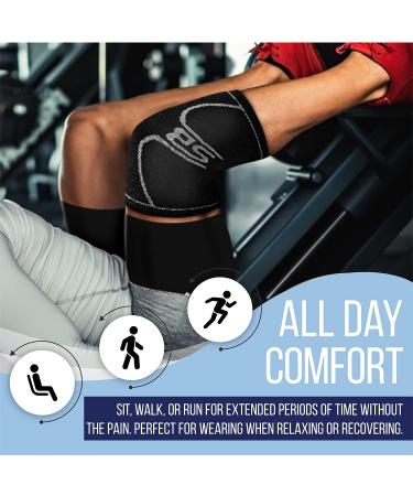 SB SOX Compression Knee Brace - Ultimate Pain Relief & Support for Meniscus Tear Arthritis - Stay in Place | Black/Gray - Medium Size - Buy Online on GoSupps.com