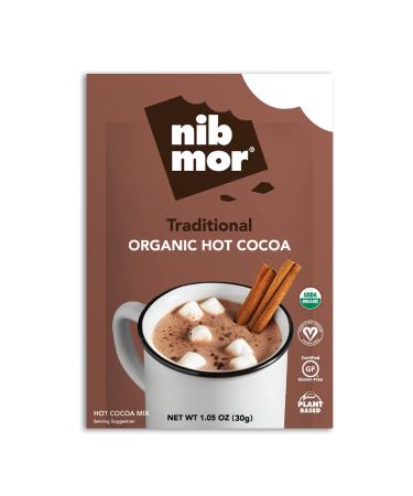 nib mor Vegan Hot Chocolate - Traditional - 6 Count, 1 Oz Packets - Gluten Free, Organic, Plant Based Hot Cocoa