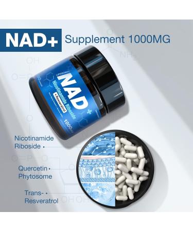 NAD+ Supplement - NAD Nicotinamide Riboside Resveratrol Liposomal NAD+ Supplement 1000mg for for Women & Men - Healthy Aging Brain and Cellular Energy Non-GMO 80 Capsules 80 Count (Pack of 1) - Buy Online on GoSupps.com