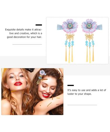 Minkissy) Hair Clip 1 Pair Japanese Style Hair Clips Tassel Flower Kimono Traditional Hairpins Barrette Hair Clamp Bride Hanfu Accessory for Womens Girls (Blue Japanese - Buy Online on GoSupps.com
