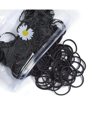 Youxuan Small Hair Elastics for Girls, Soft and Comfy Rubber Bands, 100 PCS Hair Ties, Black