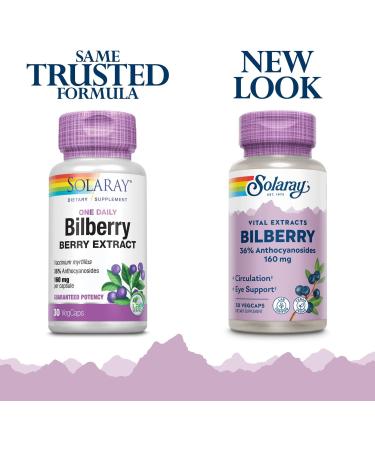 Solaray Bilberry Extract 160mg - Eye Health & Circulation Support - 36% Anthocyanosides - Blueberry - Vegan - 30 VegCaps - Buy Online on GoSupps.com