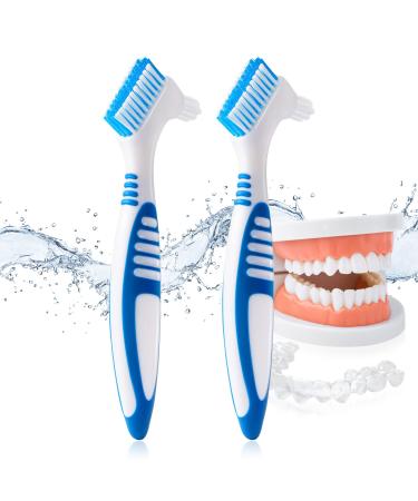 Annhua 2 Denture Brush with Double Side Soft Bristles Denture Cleaning Toothbrush for Cleaning Denture Retainers Invisible Braces