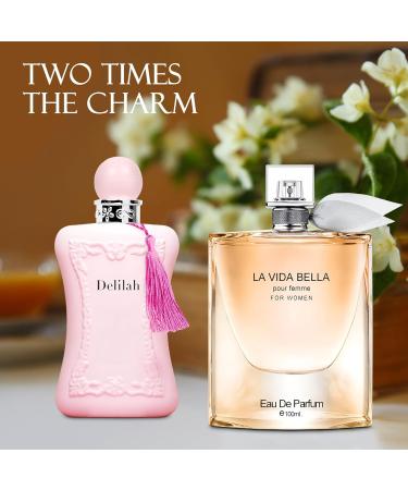 Women's Perfume La Vida Bella& Delilah Combo Set Eau De Parfum Long Lasting Fragrance 3.4 Fl Oz Spray Each for Daily Used la vida bella&delilah - Buy Online on GoSupps.com