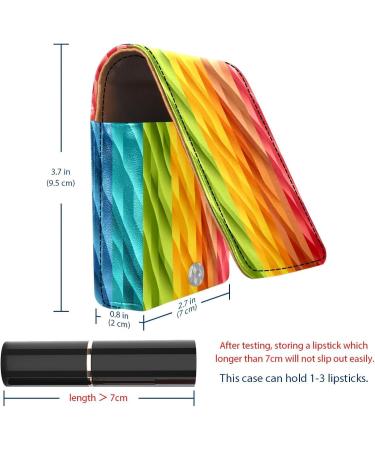 Travel Lipstick Organizer Case - Portable Makeup Bag with Mirror | Abstract Rainbow Stripes Design - Buy Online on GoSupps.com