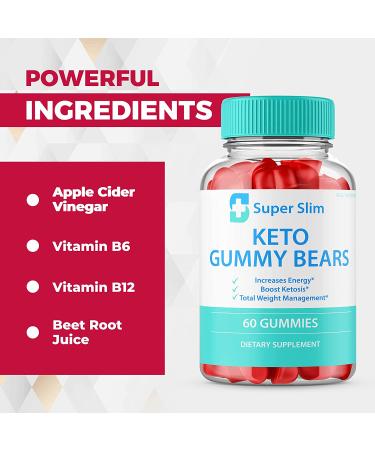 Super Slim Keto Gummies - 2 Pack, 120 Keto Formula Gummy Bears - Buy Online on GoSupps.com