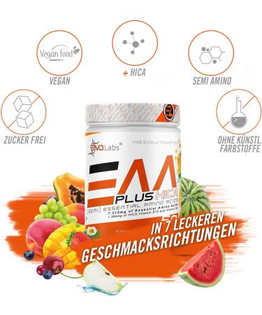 EVOLABS EAA+HICA - Vegan Amino Acids for Muscle Building & Protection | 500g Sweet Woodruff - Sugar-Free Fruity Taste No Preservatives - Buy Online on GoSupps.com