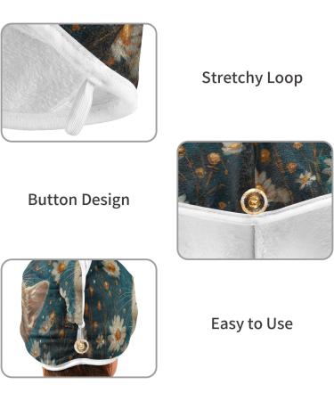 Cat Daisy Starry Sky Hair Towel 2 Pack - Super Absorbent Quick Dry Hair Turbans for Women & Girls - Buy Online on GoSupps.com