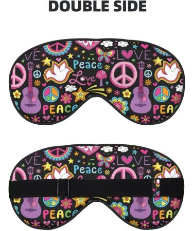 Peace Love and Dove Flower Power Sleep Mask | Adjustable Double-Sided Eye Mask | Soft Eye Covers for Shading & Reducing Eye Edema | International Shipping Available - Buy Online on GoSupps.com
