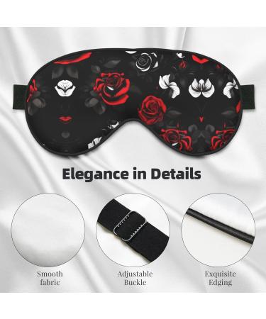 SSIMOO Black White Red Roses Eye Mask | Breathable Sleep Patch for Women | Ideal for Travel & Relaxation - Buy Online on GoSupps.com
