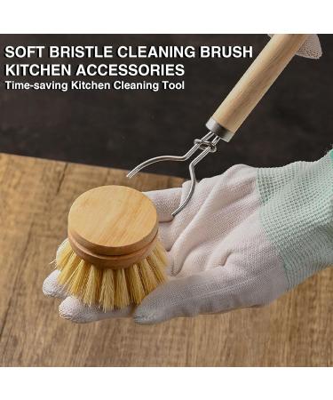 Erhigher Eco-Friendly Dish Scrubber Kitchen Supplies Pot Brush with Long Wooden Handle Strong Decontamination Comfortable Grip Household Cleaning D - Buy Online on GoSupps.com