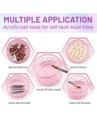 BQAN Dappen Dish with Lid 60 ML Round Crystal Monomer Dish for Holding Acrylic Liquid Acrylic Nail Powder Nail Decor Monomer Acrylic Nail Liquid Pink - Buy Online on GoSupps.com