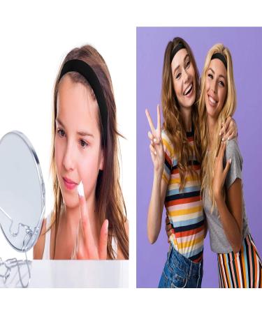 Satin Antiskid Hard Hair Bands - 10 Pcs Black | 1.2 Inch DIY Headbands for Ladies and Girls - Buy Online on GoSupps.com