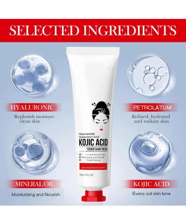 JUFKGBAR Kojic Acid Hand Cream Kojic Acid Cream Hyaluronic Acid Niacinamide Tender Cream Anti-Wrinkle Firming Hand Cream Moisturizing and Nourishing - Buy Online on GoSupps.com