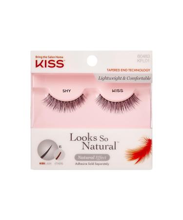 KISS Looks So Natural False Eyelashes 'Shy' 14 mm Includes 1 Pair Of Lash Contact Lens Friendly Easy to Apply Reusable Strip Lashes