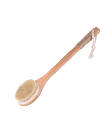 Chikoni Dry Bath Body Brush Back Scrubber with Anti-Slip Long Wooden Handle  100% Natural Bristles Body Massager  Perfect for Exfoliating  Detox and Cellulite  Blood Circulation  Good for Health