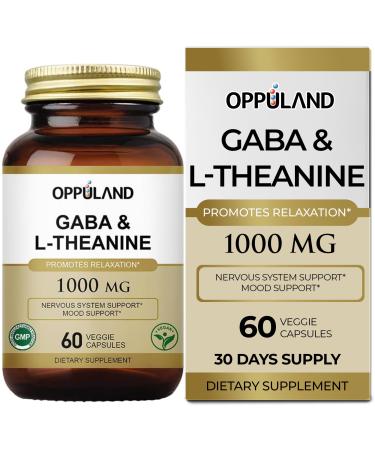 oppuland GABA & L-Theanine - Promotes Relaxation | Nervous System Support | Mood Support -60 Veggie Capsules