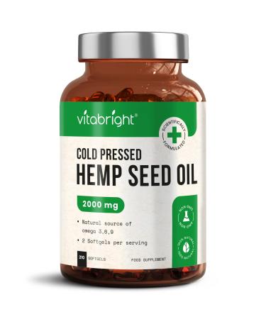 Hemp Seed Oil Capsules 2000mg per Serving - 210 Softgel Capsules High Strength Natural Source of Omega 3-6-9 Pure Cold Pressed GMO and Gluten Free Made by VitaBright