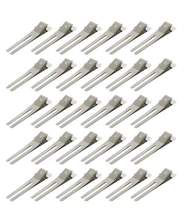 60 Pcs Hairdressing Double Prong Curl Clips 1.8 Curl Setting Section Hair Clips for Hair Bow Great Pin Curl Clip  Styling Clips for Hair Salon  Barber  Silver.