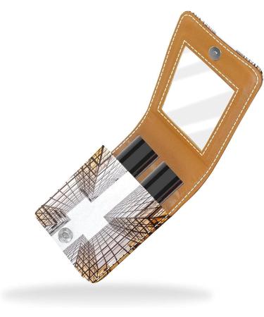 Building Lip Gloss Holder & Portable Makeup Bag - Multi-Colored Lipstick Organizer Case with Mirror for Women | Travel-Friendly Lipstick Storage Box (9.5x2x7 cm) - Buy Online on GoSupps.com