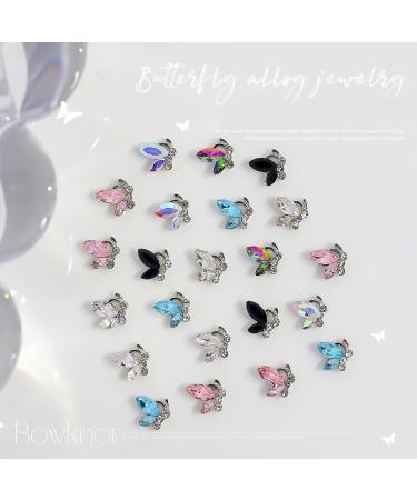 FEIlei 10Pcs/Set Nail Art Decor 3D Glitter Sparkling DIY Mini Nail Rhinestones Accessories Crystal Butterfly Nail Charm - Buy Online on GoSupps.com