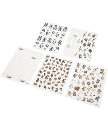 Snake Pattern Nail Sticker 5 Sheets Self Adhesive Nail Art Decals Nail Art Decoration Sticker for DIY Women Fingernail Toenail Various Patterns - Buy Online on GoSupps.com