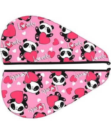 Shop Panda Heart Valentine Pink Microfiber Hair Towel - Soft Super Absorbent Quick Dry Wrap for Women with Long Curly Thick Hair - Buy Online on GoSupps.com