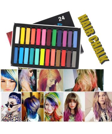 CHSEEO 24 Colors Washable Hair Chalk for Kids - Non-Toxic Pink Blue White Black & More - Perfect for Teens & Cosplay - Buy Online on GoSupps.com