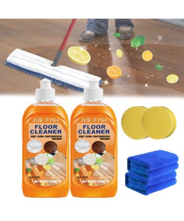 Floor Cleaner Powerful Decontamination Floor Cleaner Natural Floor Cleaner Liquid with Fresh Lemon Smell Multi-purpose Powerful Floor Cleaner for Cleans Wooden Floors Marble and Tile (2PCS)