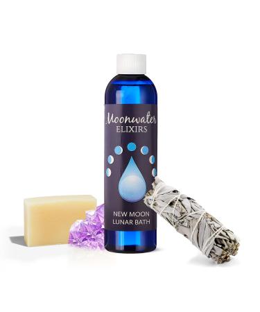 Aura Cleansing Lunar Bath Oil Smudge Kit with Reiki - New Moon Elixir Energy Clearing  Spiritual Protection from Negative Energy  Positive Energy Ritual  Sacred Space Cleanse by Moonwater Elixirs New Moon Lunar Bath