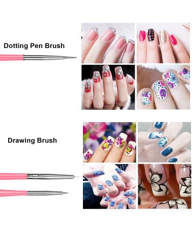 AIBEE 20pcs Nail Art Design Tools & 15pcs Brushes Kit with 5pcs Dotting Pens - Pink - Buy Online on GoSupps.com