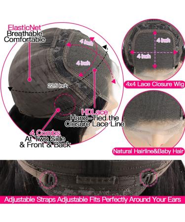 Lace Front Bob Body Wave Human Hair Wig 12 Inch Natural Color - Brazilian Virgin Remy, Glueless, Pre Plucked for Black Women - Buy Online on GoSupps.com