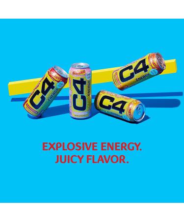 Cellucor C4 Energy Drink STARBURST Strawberry | Sugar Free Pre Workout Drink | Pack of 12 - 16 Fl Oz - Buy Online on GoSupps.com
