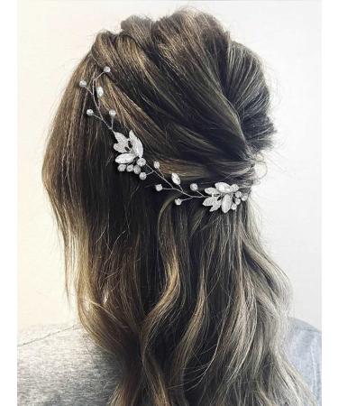 EASEDAILY Rhinestone Bride Wedding Hair Vine - Silver Leaf Crystal Headpiece for Women and Girls - Buy Online on GoSupps.com