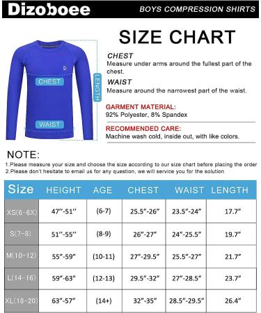 Dizoboee Youth Boys Compression Long Sleeve Shirt - Royal Blue | Kids Football Undershirt | Moisture Wicking Sports Baselayer - Buy Online on GoSupps.com