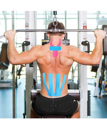 MUEUSS Kinesiology Tape - Waterproof Elastic Cotton Athletic Tape Precut Strips for Muscle Knee Shoulder Pain Relief & Pregnancy Belly Support - 16.4 ft 2 Rolls Pink - Buy Online on GoSupps.com