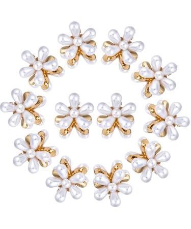 PAGOW 12PCS Mini Pearl Claw Clip Retro Hair Clips with Daisy Flower Sweet Artificial Bangs Clips Decorative Hair Accessories for Women Girls