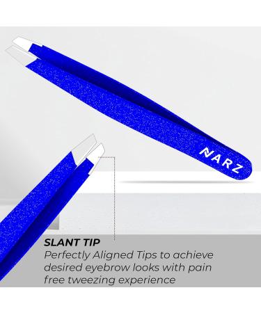 Stainless Steel Slanted Tweezer for Ingrown Hair - Precision Tweezers for Facial Hair Removal - 1 Piece Blue - Buy Online on GoSupps.com