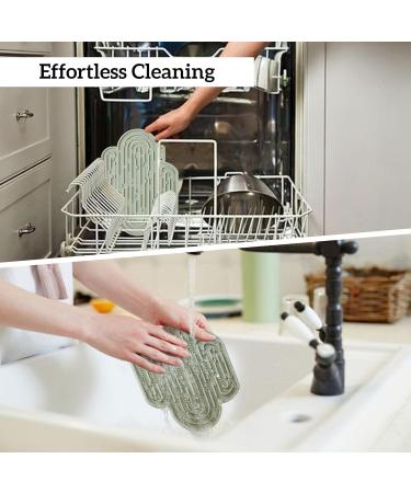 Ohmo Slip Mat for Dogs & Cats - Leak-Proof Puppy Mat 2-Piece Cactus Design Food-Grade Silicone for Pet Anxiety Relief - Light Green & Ash - Buy Online on GoSupps.com