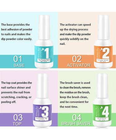 Dip Powder Nail Kit - 4 Colors Nude Pink Brown Starter Set | Acrylic Dipping System with 4 Powder & 4 Liquid 15ml Bottles - Buy Online on GoSupps.com