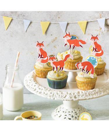 36 Pieces Fox Cupcake Toppers - Wild Animal Birthday Decorations & Muffin Decor for Baby Showers - Buy Online on GoSupps.com
