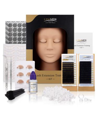 LASHVIEW Lash Extension Kit, Eyelash Extension Kit,Professional Eyelash Mannequin Head Kit with 4pc Removable Eyelids, Lash Kit for Eyelash Extensions Beginners,Training Makeup and Eyelash Graft - Buy Online on GoSupps.com