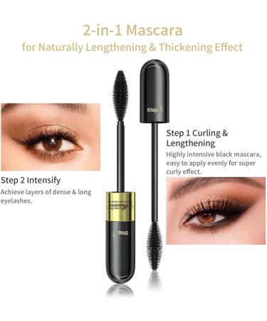 2 in 1 Curled Tubing Mascara Volume and Lengthening 4d Silk Fiber Mascara Black Waterproof Mascara Essence Mascara False Eyelash Effect Volume Mascara Long Lasting Curled Mascara (1PCS m) - Buy Online on GoSupps.com