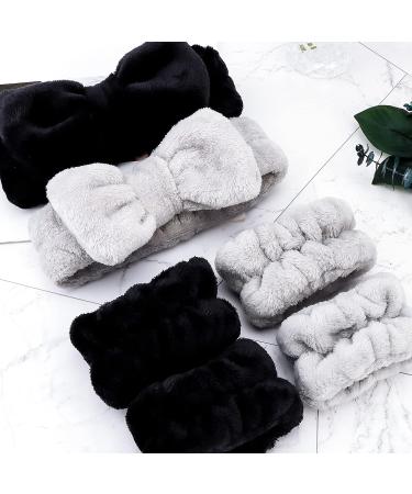 ACO-UINT 6Pcs Spa Headbands & Wrist Washbands Set for Women - Soft & Absorbent Skincare Accessories in Black and Gray - Buy Online on GoSupps.com