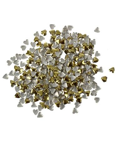 SUNXUE 300x 3d Metal Alloy Gold Silver Heart Art Tips Design Decorations DIY