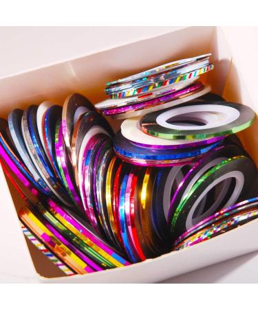 Hisenlee 90 Pcs Nail Art Striping Tape Lines in Mix Colors - 1MM and 2MM - Includes 2 Nail Tape Dispensers for Nail Art Decoration - Buy Online on GoSupps.com