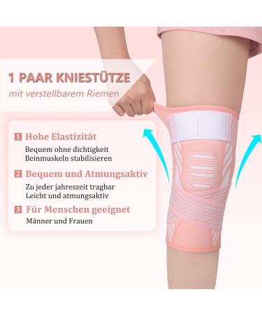 Kniebandage f r Frauen & M nner - 2 St ck kniest tzen mit verstellbaren Riemen & Anti-Rutsch-Silikon f r Sport Laufen Arthritis Gelenkschmerzen Bandverletzungen Meniskusriss Tendinitis (Rosa XL) - Buy Online on GoSupps.com
